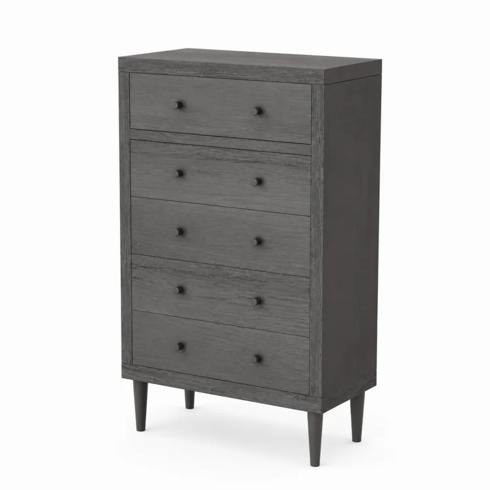 Kommode mit 5 Schubladen Dunkelgrau Holz 120cm