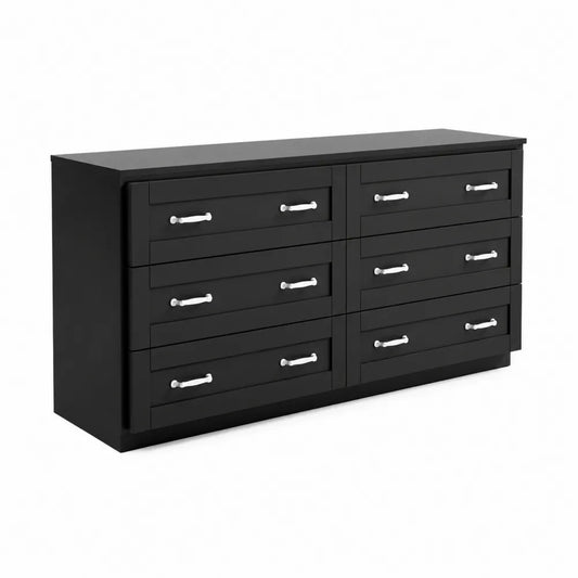 Schwarze MDF-Kommode mit 8 Schubladen