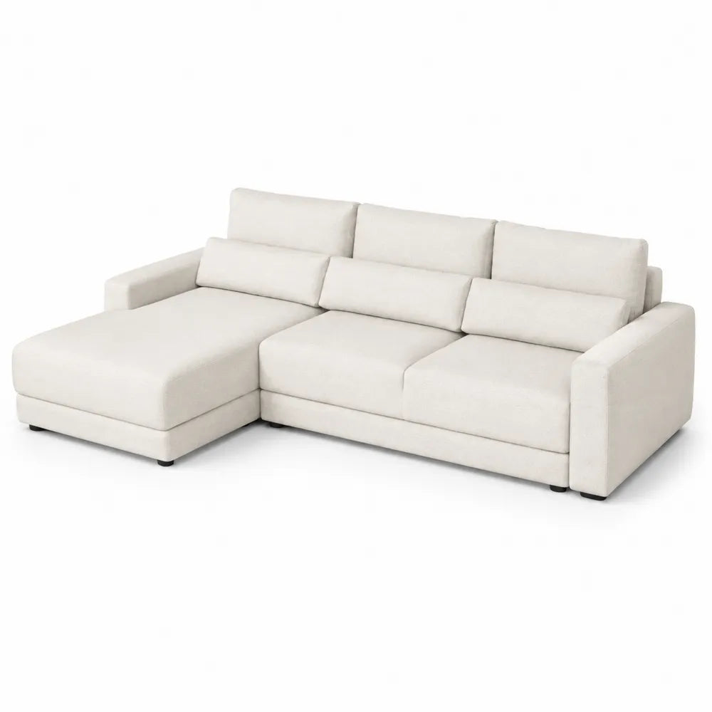 Ecksofa L-Form Stoff Cremeweiß