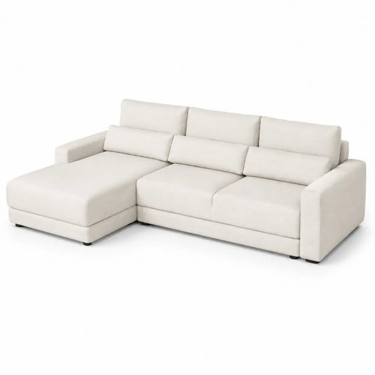 Ecksofa L-Form Stoff Cremeweiß
