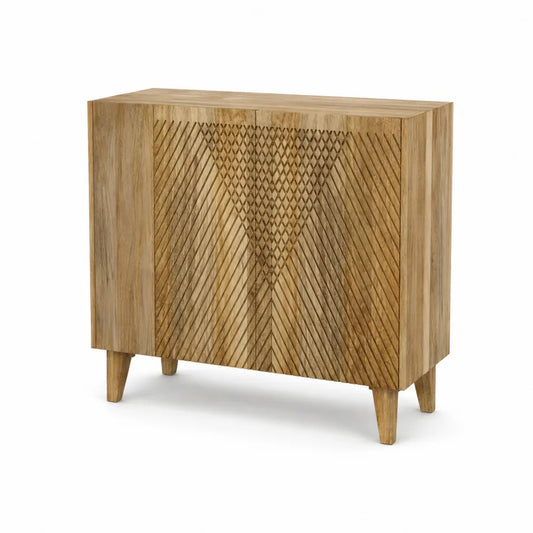 Sideboard aus Mangoholz mit geschnitztem Muster