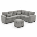 Ecksofa-Set mit Hocker aus Polyestergewebe, Grau