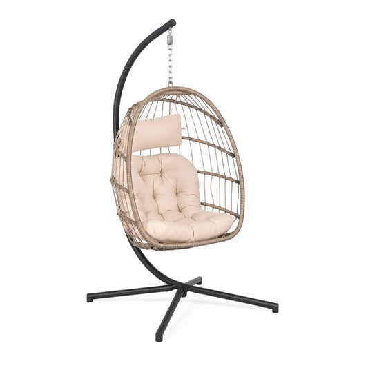 Hängesessel aus Rattan mit Stahlgestell Beige