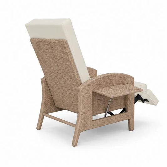 Liegestuhl aus PE-Rattan mit Polyesterpolsterung, Beige