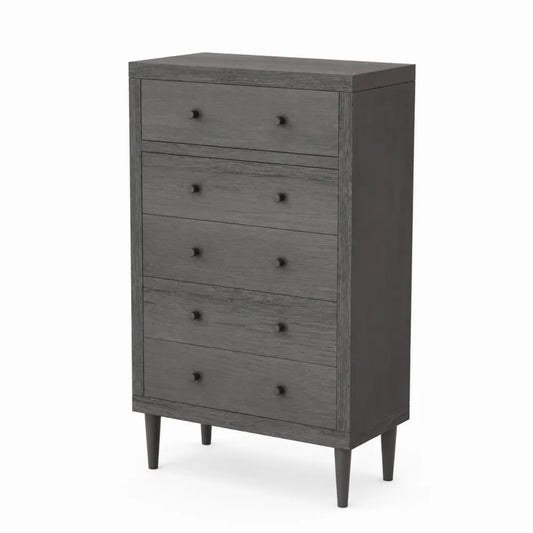 Kommode mit 5 Schubladen Dunkelgrau Holz 120cm