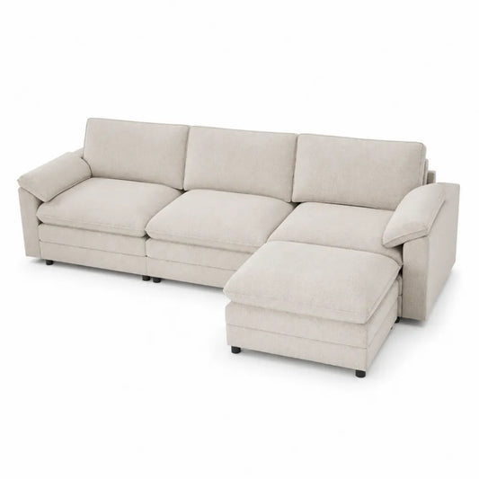 Ecksofa Stoff Beige 295x200x85 cm