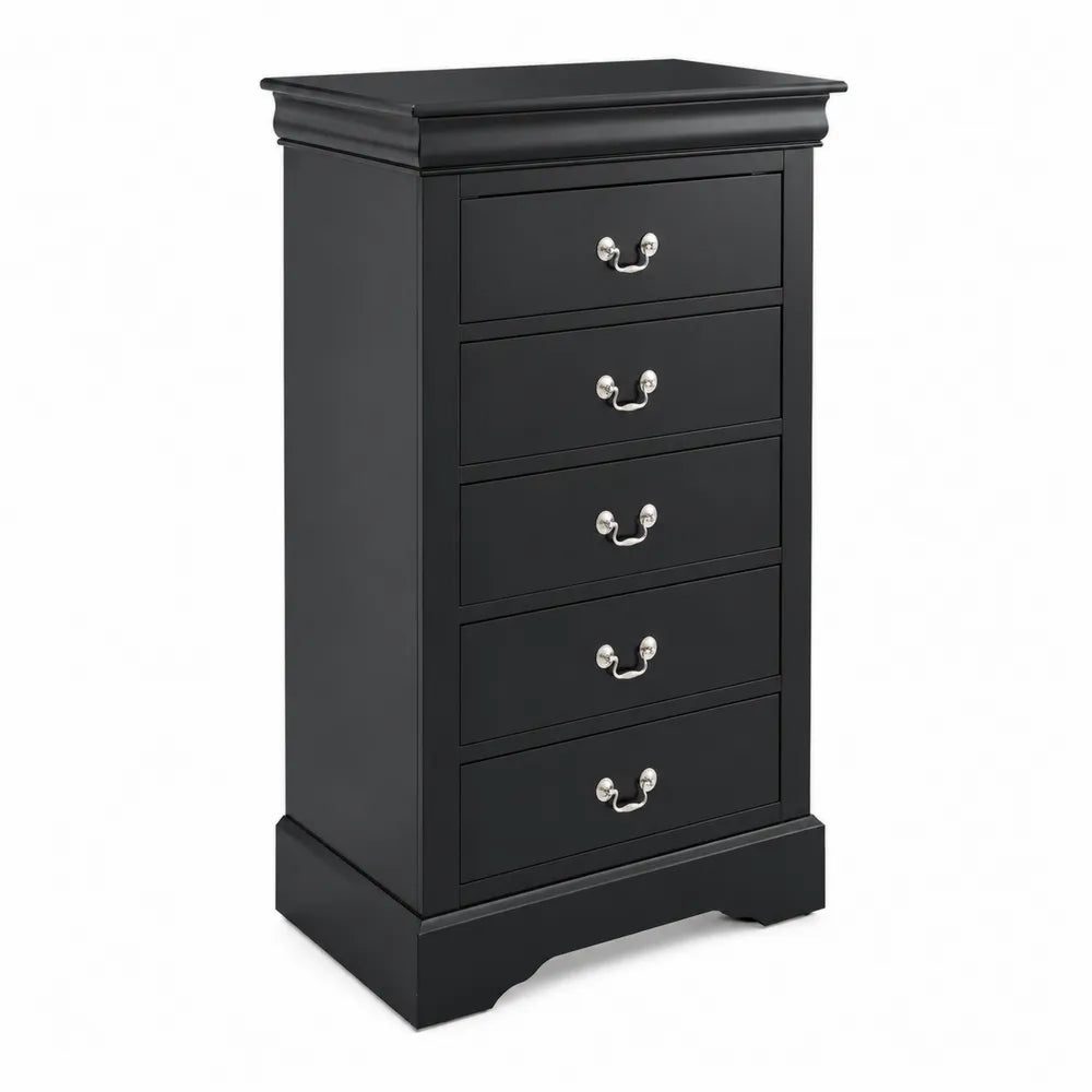 Schwarze Kommode mit 5 MDF-Schubladen 54x40x112cm