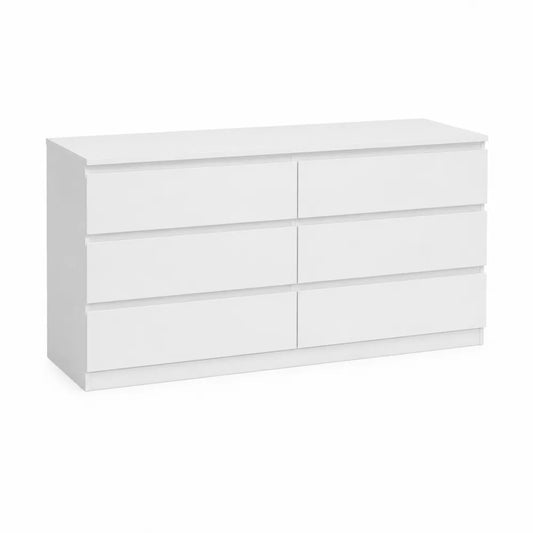 Weiße MDF-Kommode mit 6 Schubladen