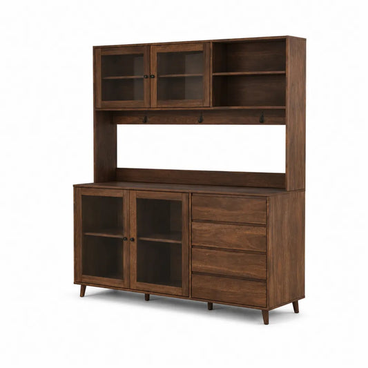 Küchenbuffet Sideboard mit Schrank und Schubladen in Dunkelbraun Holz